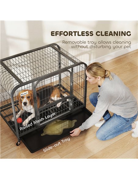 PawHut Heavy Duty Dog Crate,93 x 58 x 76 cm, Large Dog Cage for Small to Medium Breeds - pic 195201 | FastDaddyshop