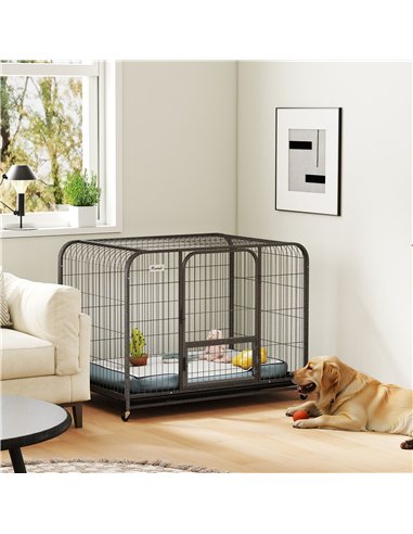 PawHut Heavy Duty Dog Crate,116 x 77 x 88 cm, Large Dog Cage for Small to Large Breeds