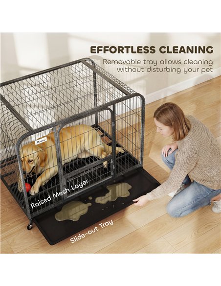 PawHut Heavy Duty Dog Crate,116 x 77 x 88 cm, Large Dog Cage for Small to Large Breeds - pic 195210 | FastDaddyshop