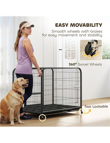 PawHut Heavy Duty Dog Crate,116 x 77 x 88 cm, Large Dog Cage for Small to Large Breeds