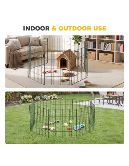 PawHut 8 Panel Pet Playpen for Small Dogs Indoor Outdoor 60 cm Height - pic 195218 | FastDaddyshop