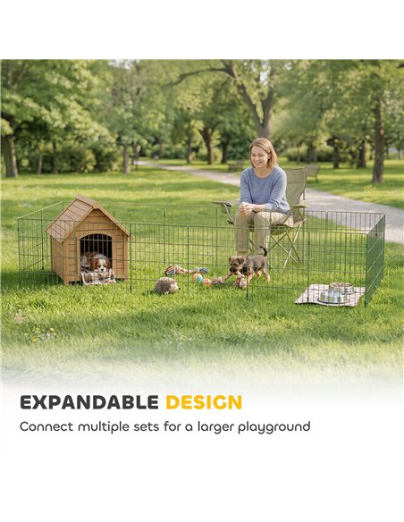 PawHut 8 Panel Pet Playpen for Small Dogs Indoor Outdoor 60 cm Height - pic 195220 | FastDaddyshop
