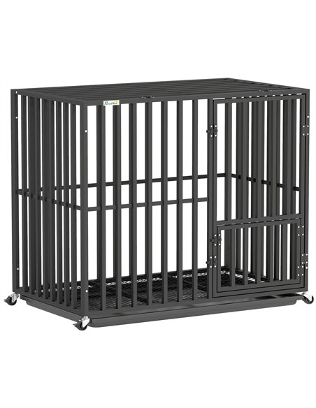 PawHut Heavy Duty Dog Crate, Dog Cage with Wheels for Small Medium Breeds, Metal Pet Kennel with Removable Tray - pic 195231 | FastDaddyshop