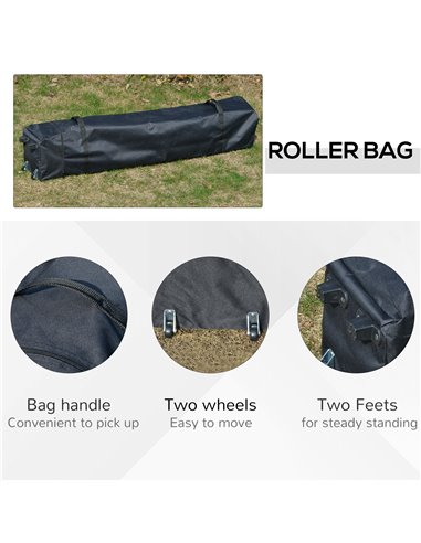 Outsunny 3x3m Pop Up Hexagonal Gazebo with Mesh Sidewall, Roller Bag, Grey