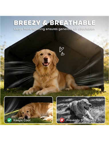 PawHut Dog Shade Shelter Outdoor, Dog House Outside with Canopy, Pet Tent for Small Medium Large Breeds