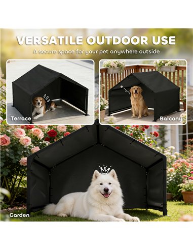 PawHut Dog Shade Shelter Outdoor, Dog House Outside with Canopy, Pet Tent for Small Medium Large Breeds