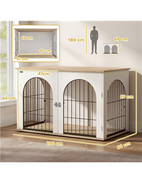 PawHut Dog Crate Furniture, Indoor Dog Cage with Double Doors for Large Breeds, Pet Kennel End Side Table - pic 195251 | FastDaddyshop