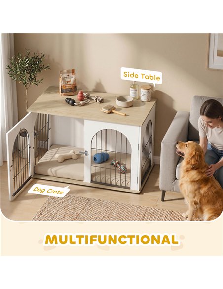 PawHut Dog Crate Furniture, Indoor Dog Cage with Double Doors for Large Breeds, Pet Kennel End Side Table - pic 195252 | FastDaddyshop