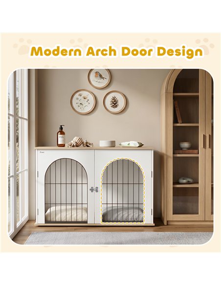 PawHut Dog Crate Furniture, Indoor Dog Cage with Double Doors for Large Breeds, Pet Kennel End Side Table - pic 195253 | FastDaddyshop