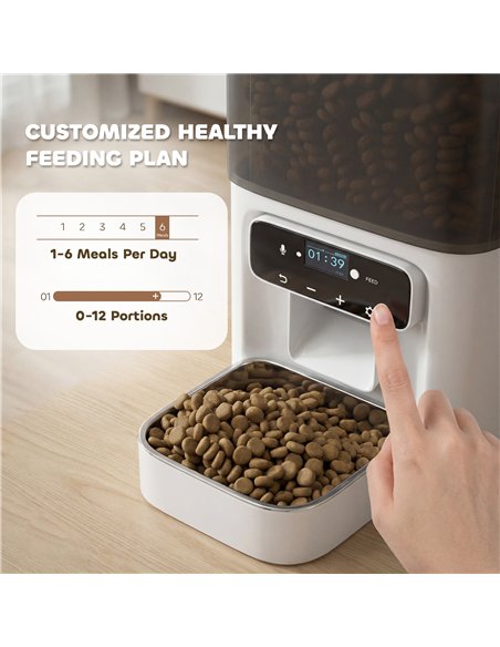 PawHut Programmable Automatic Cat Feeder with Timer Up to 6 Meals Per Day, 10s Voice Recorder, Portion Control - pic 195280 | FastDaddyshop