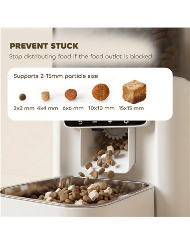 PawHut Programmable Automatic Cat Feeder with Timer Up to 6 Meals Per Day, 10s Voice Recorder, Portion Control