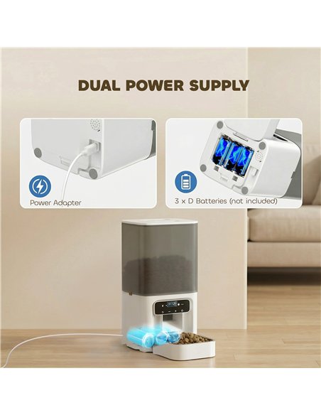 PawHut Programmable Automatic Cat Feeder with Timer Up to 6 Meals Per Day, 10s Voice Recorder, Portion Control - pic 195282 | FastDaddyshop