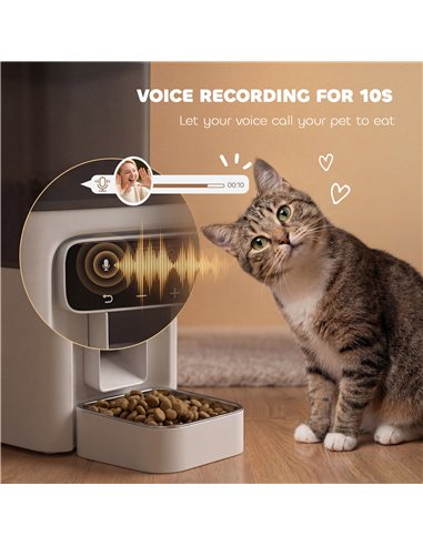 PawHut Programmable Automatic Cat Feeder with Timer Up to 6 Meals Per Day, 10s Voice Recorder, Portion Control