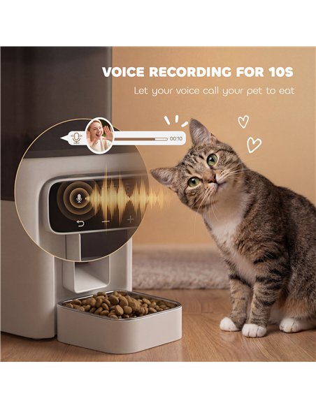 PawHut Programmable Automatic Cat Feeder with Timer Up to 6 Meals Per Day, 10s Voice Recorder, Portion Control - pic 195283 | FastDaddyshop