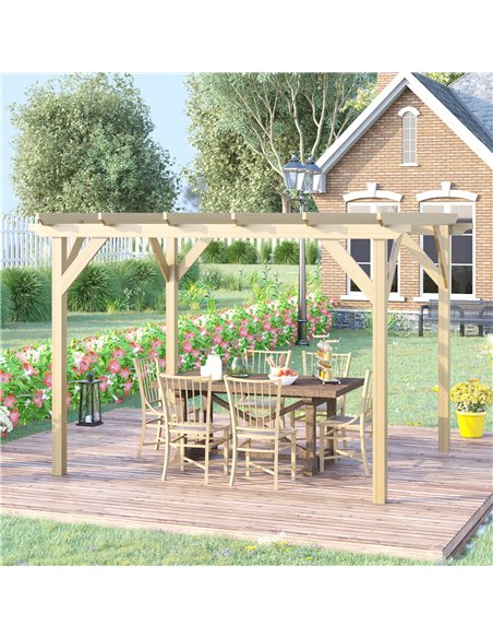 Outsunny 3.6x3m Wooden Garden Pergola Kit, Decorative Gazebo, Natural - pic 19529 | FastDaddyshop