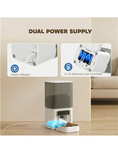 PawHut Automatic Cat Feeder, 4.5L WiFi Cat Food Dispenser with Timer, Programmable 1-10 Meals, Auto Pet Feeder