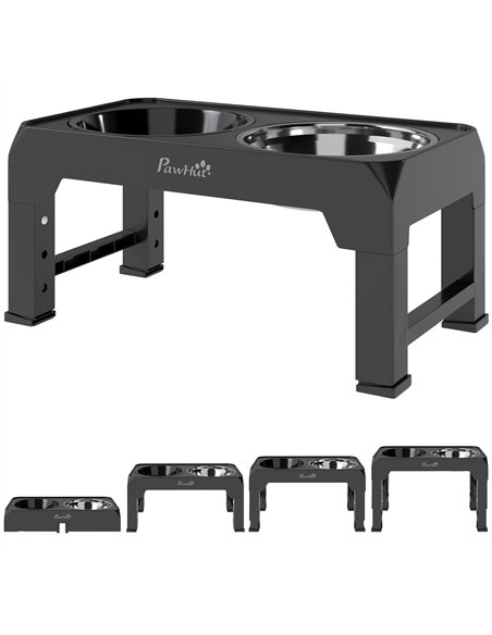 PawHut Raised Dog Bowl, Foldable Elevated Dog bowls with Slow Feeder, 4 Adjustable Heights, for Small Medium Large Breeds - pic 195294 | FastDaddyshop