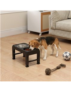PawHut Raised Dog Bowl, Foldable Elevated Dog bowls with Slow Feeder, 4 Adjustable Heights, for Small Medium Large Breeds 2