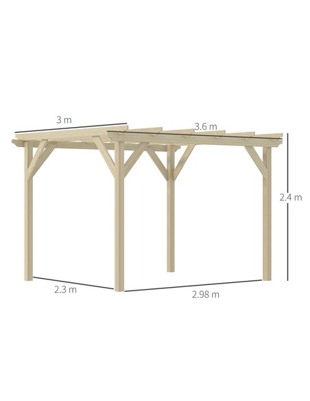 Outsunny 3.6x3m Wooden Garden Pergola Kit, Decorative Gazebo, Natural - pic 19530 | FastDaddyshop