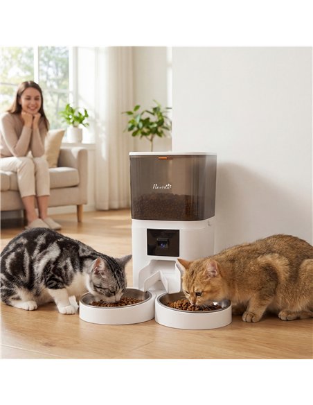 PawHut Automatic Cat Feeder for 2 Cats with HD Camera，2.4G & 5G WiFi Pet Food Dispenser 6L APP Control - pic 195304 | FastDaddyshop