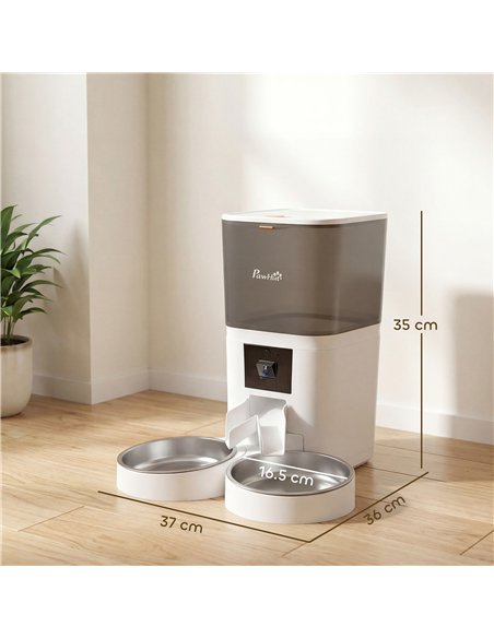 PawHut Automatic Cat Feeder for 2 Cats with HD Camera，2.4G & 5G WiFi Pet Food Dispenser 6L APP Control - pic 195305 | FastDaddyshop