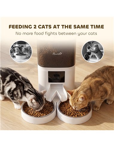 PawHut Automatic Cat Feeder for 2 Cats with HD Camera，2.4G & 5G WiFi Pet Food Dispenser 6L APP Control