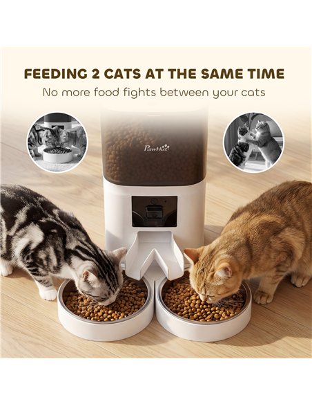 PawHut Automatic Cat Feeder for 2 Cats with HD Camera，2.4G & 5G WiFi Pet Food Dispenser 6L APP Control - pic 195308 | FastDaddyshop