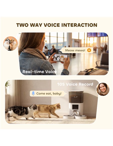 PawHut Automatic Cat Feeder for 2 Cats with HD Camera，2.4G & 5G WiFi Pet Food Dispenser 6L APP Control - pic 195310 | FastDaddyshop
