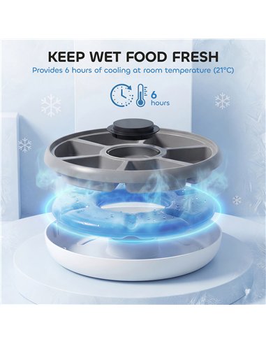 PawHut Automatic Cat Feeder Programmable Timer for Dry Wet Food Cat Food Dispenser with Ice Pack for 6 Meals