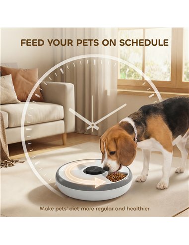 PawHut Automatic Cat Feeder Programmable Timer for Dry Wet Food Cat Food Dispenser with Ice Pack for 6 Meals