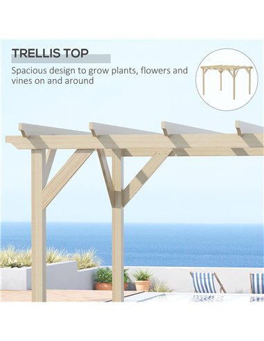 Outsunny 3.6 x 3(m) Wooden Garden Pergola Kit Decorative Outdoor Gazebo Shelter for Climbing Vines, Flowers, Natural
