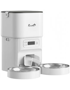 PawHut Automatic Cat Feeder Timed Portion Control Pet Food Dispenser with 2 Stainless Steel Bowls