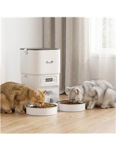 PawHut Automatic Cat Feeder Timed Portion Control Pet Food Dispenser with 2 Stainless Steel Bowls 2