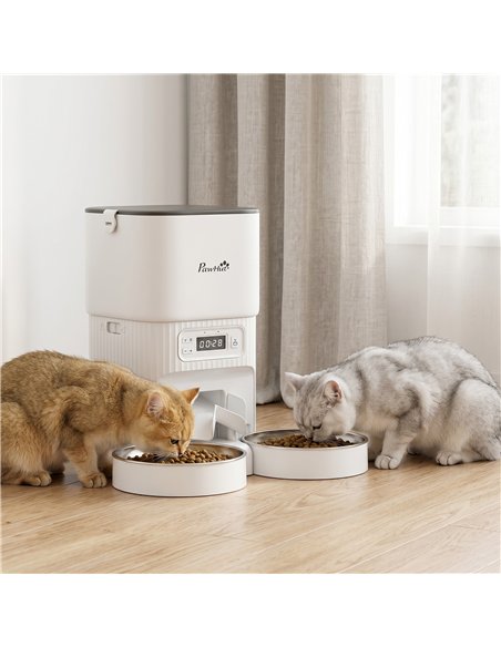 PawHut Automatic Cat Feeder Timed Portion Control Pet Food Dispenser with 2 Stainless Steel Bowls - pic 195322 | FastDaddyshop