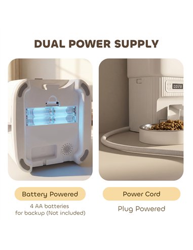 PawHut Automatic Cat Feeder Timed Portion Control Pet Food Dispenser with 2 Stainless Steel Bowls
