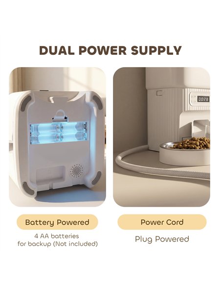 PawHut Automatic Cat Feeder Timed Portion Control Pet Food Dispenser with 2 Stainless Steel Bowls - pic 195326 | FastDaddyshop