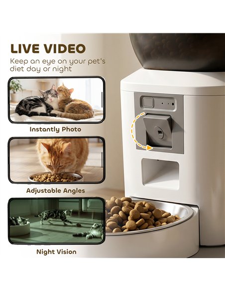 PawHut Automatic Cat Feeder with Camera, 2.4G WiFi, APP Control 4L Pet Feeder 1-10 Meals with 2-Way Audio, Dual Power Supply - pic 195333 | FastDaddyshop