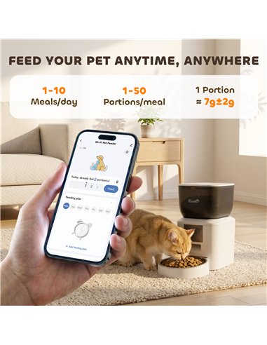 PawHut Automatic Cat Feeder with Camera, 2.4G WiFi, APP Control 4L Pet Feeder 1-10 Meals with 2-Way Audio, Dual Power Supply