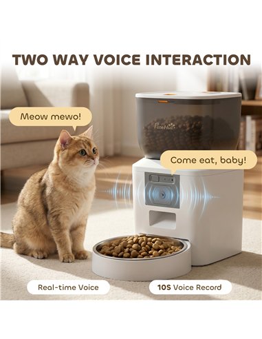 PawHut Automatic Cat Feeder with Camera, 2.4G WiFi, APP Control 4L Pet Feeder 1-10 Meals with 2-Way Audio, Dual Power Supply