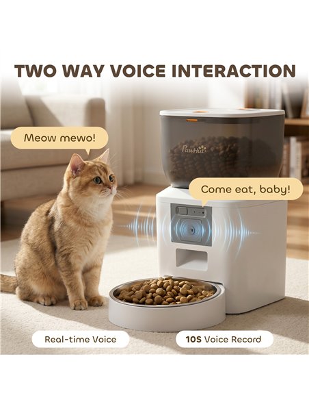 PawHut Automatic Cat Feeder with Camera, 2.4G WiFi, APP Control 4L Pet Feeder 1-10 Meals with 2-Way Audio, Dual Power Supply - pic 195336 | FastDaddyshop