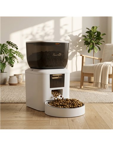 PawHut Automatic Cat Feeder with Camera, 2.4G WiFi, APP Control 4L Pet Feeder 1-10 Meals with 2-Way Audio, Dual Power Supply