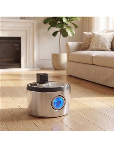 PawHut Wireless Cat Water Fountain for Drinking Stainless Steel, 4L/135oz Battery Operated Cat Fountain Cordless, 6 Filters