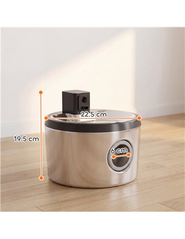 PawHut Wireless Cat Water Fountain for Drinking Stainless Steel, 4L/135oz Battery Operated Cat Fountain Cordless, 6 Filters