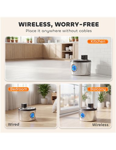 PawHut Wireless Cat Water Fountain for Drinking Stainless Steel, 4L/135oz Battery Operated Cat Fountain Cordless, 6 Filters