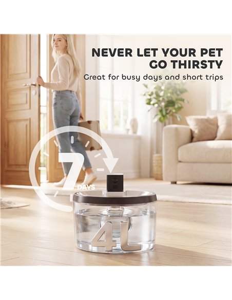 PawHut Wireless Cat Water Fountain for Drinking Stainless Steel, 4L/135oz Battery Operated Cat Fountain Cordless, 6 Filters - pic 195343 | FastDaddyshop