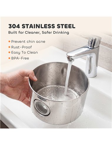 PawHut Wireless Cat Water Fountain for Drinking Stainless Steel, 4L/135oz Battery Operated Cat Fountain Cordless, 6 Filters