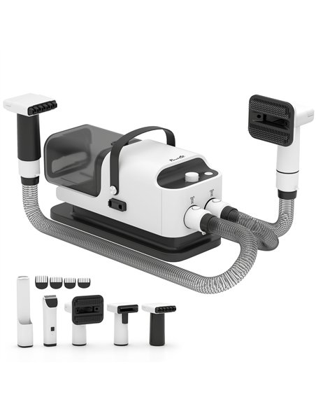 PawHut 5 in 1 Dog Grooming Vacuum & Dryer w/ Clipper, 1.8L Canister, 4 Modes Blow Temperature - pic 195357 | FastDaddyshop