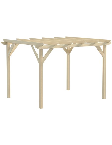 Outsunny 3.6 x 3(m) Wooden Garden Pergola Kit Decorative Outdoor Gazebo Shelter for Climbing Vines, Flowers, Natural - pic 19536 | FastDaddyshop