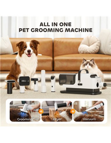 PawHut 5 in 1 Dog Grooming Vacuum & Dryer w/ Clipper, 1.8L Canister, 4 Modes Blow Temperature