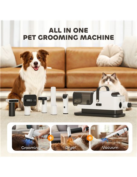PawHut 5 in 1 Dog Grooming Vacuum & Dryer w/ Clipper, 1.8L Canister, 4 Modes Blow Temperature - pic 195360 | FastDaddyshop